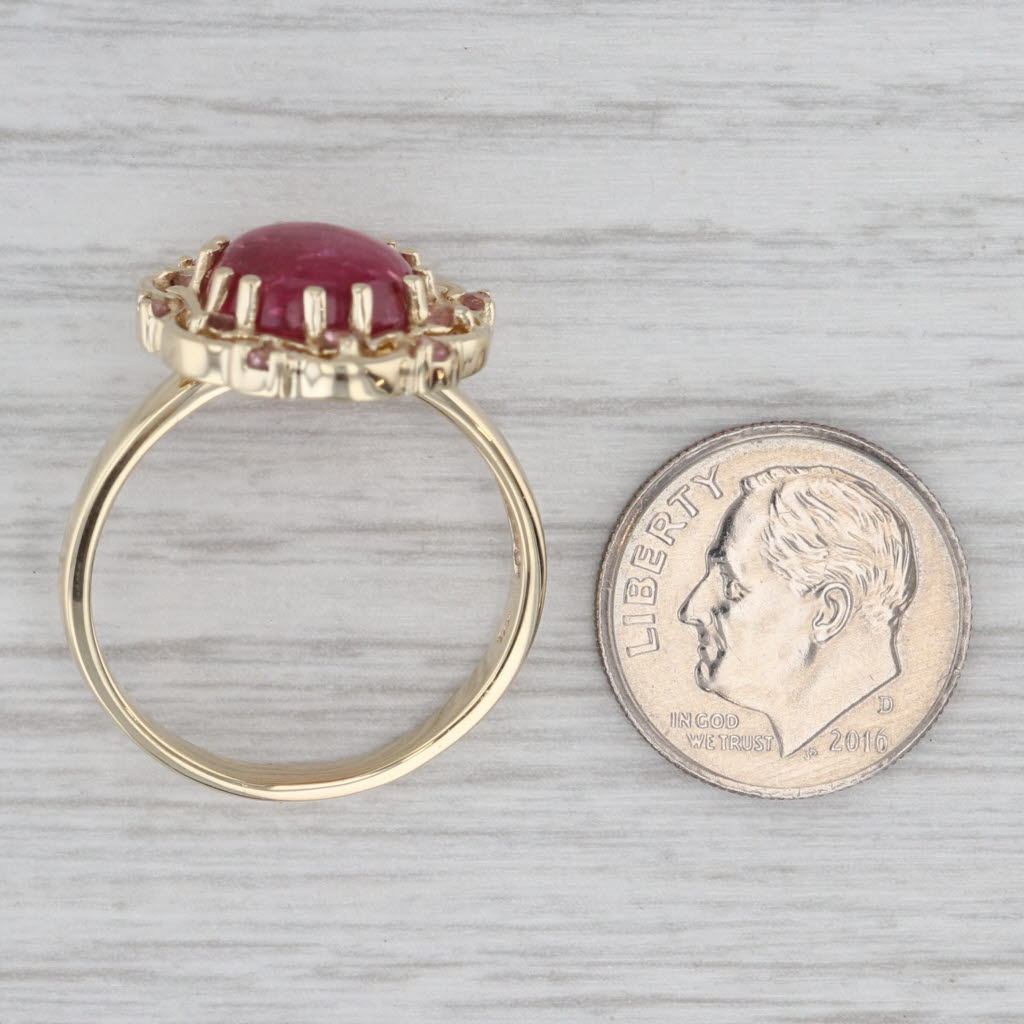 Pink Tourmaline Cabochon Ring 10k Yellow Gold Size 10.25