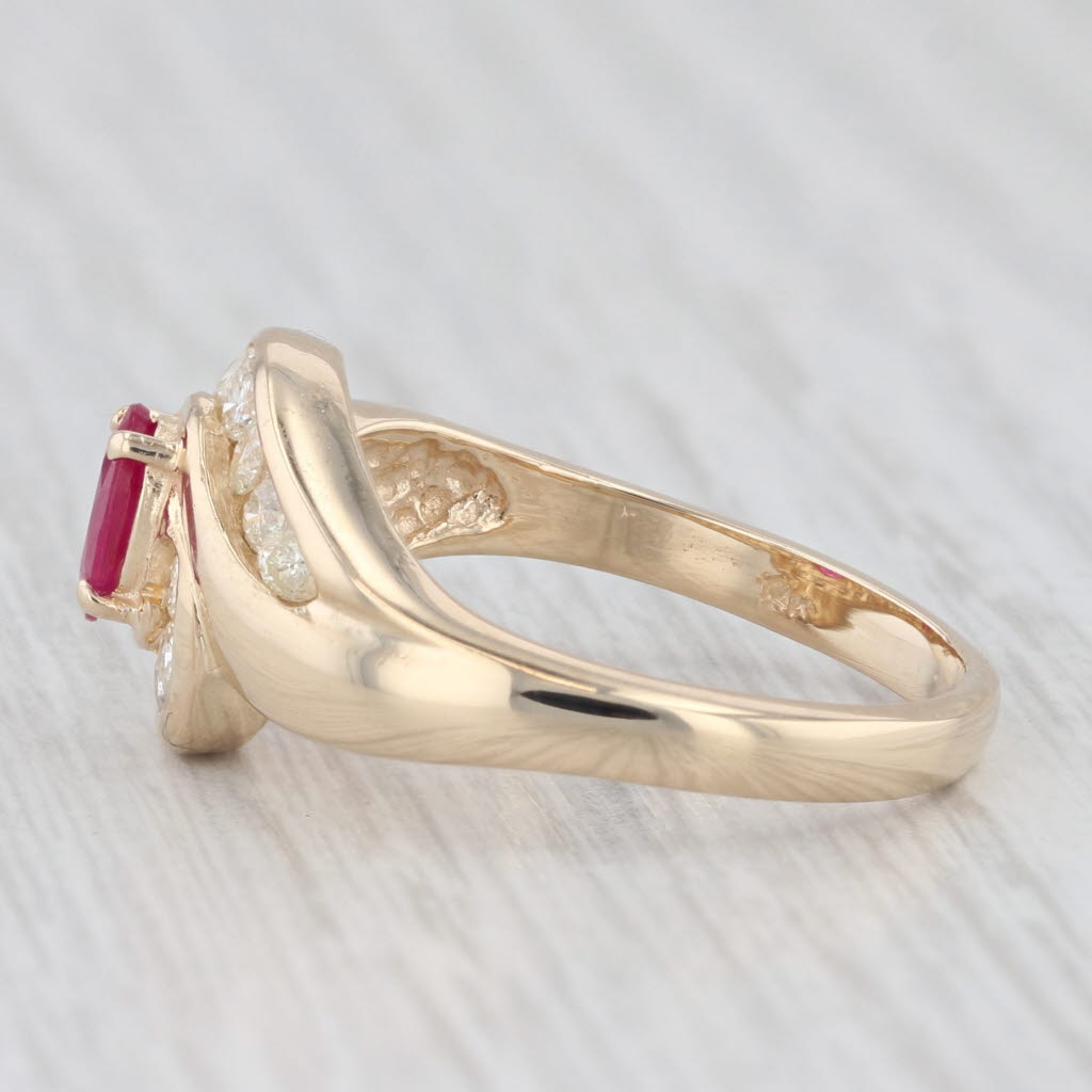 Light Gray 0.70ctw Ruby Diamond Bypass Ring 14k Yellow Gold Size 7.25