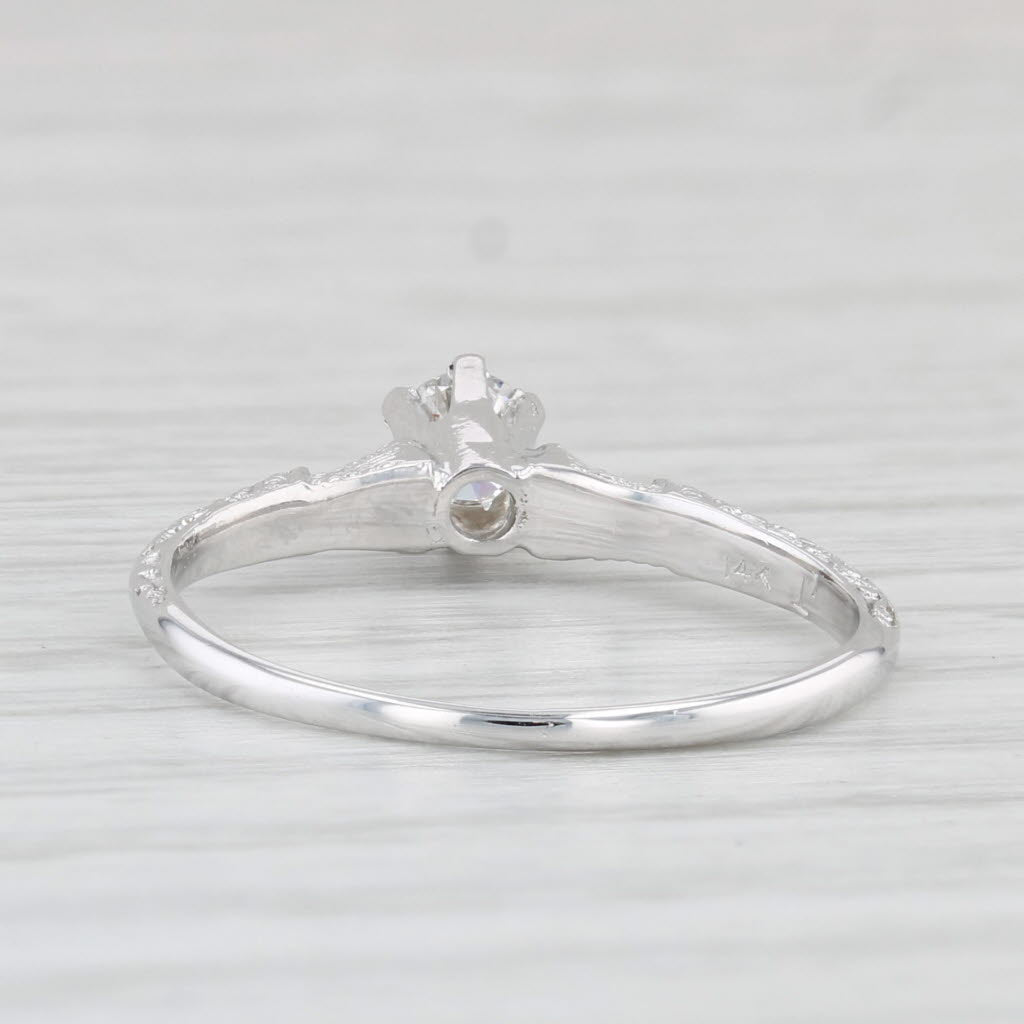 Light Gray 0.20ct Round Diamond Solitaire Ring 14k White Gold Size 6.25