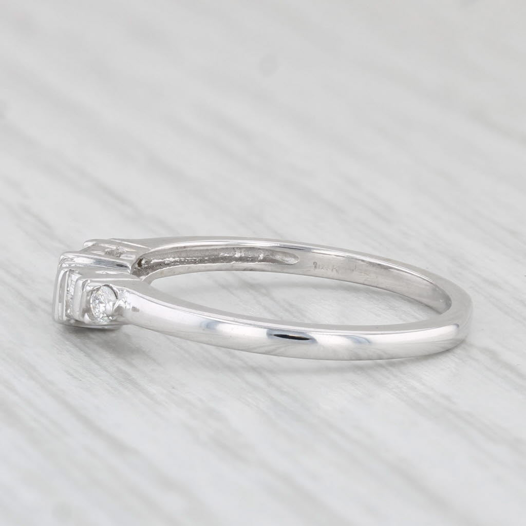 Light Gray 0.17ctw Diamond Wedding Band 14k White Gold Size 6.75 Stackable Ring