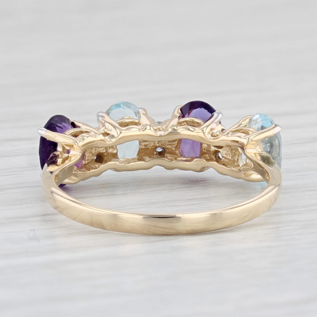 Light Gray 2.09ctw Amethyst Topaz Diamond Ring 14k Yellow Gold Size 7.5