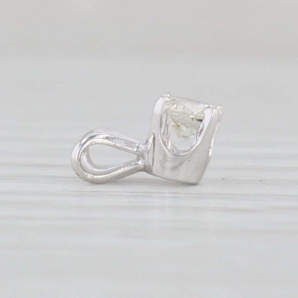 Light Gray 0.29ct Diamond Solitaire Pendant 14k White Gold Small Drop