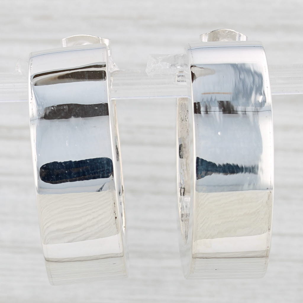 Light Gray Chunky Hoop Earrings Sterling Silver Round Statement Hoops