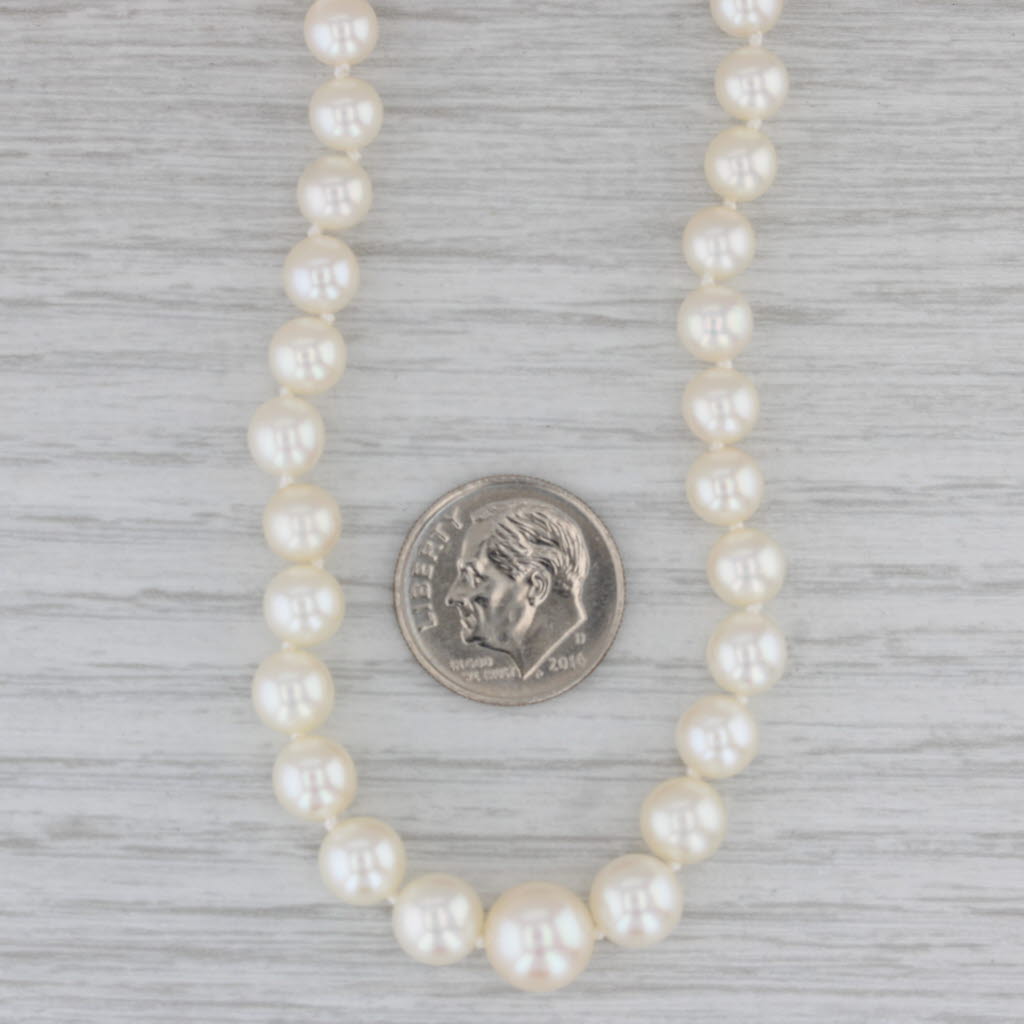Gray Graduated Cultured Pearl Single Strand Necklace 14k Yellow Gold 20"