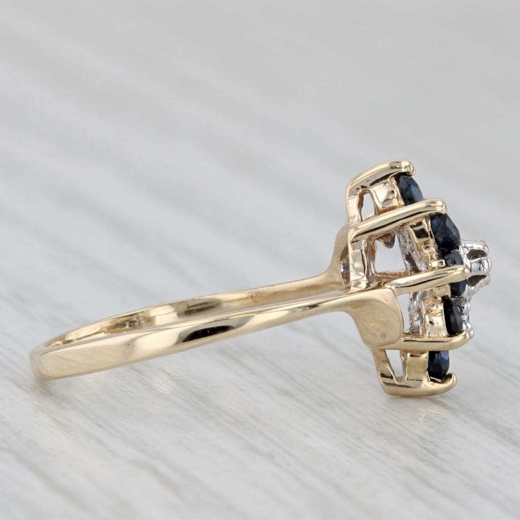 Gray 0.51ctw Blue Sapphire Diamond Cluster Ring 10k Yellow Gold Size 4.5