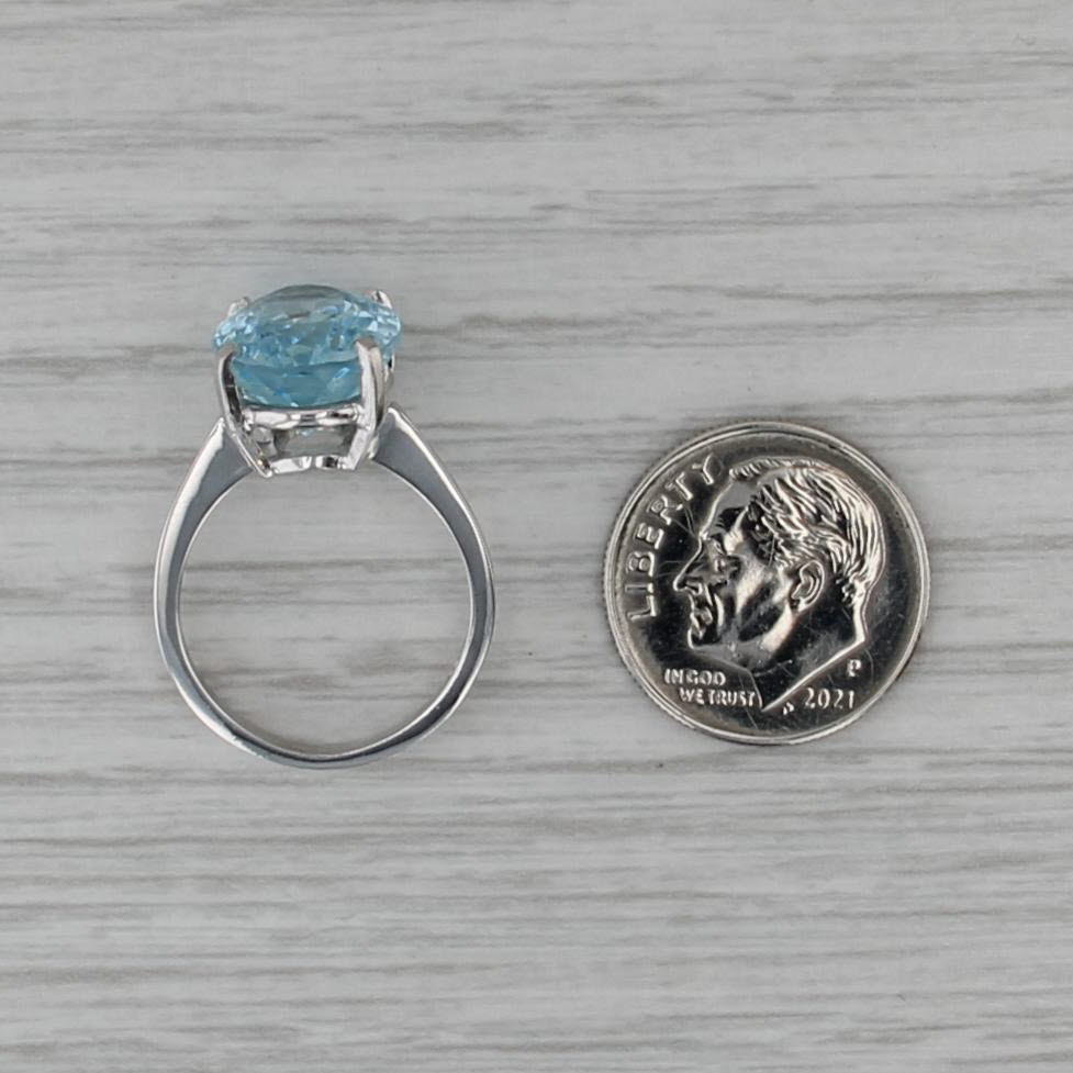 5.40ct Oval Aquamarine Solitaire Ring 18k White Gold Size 5