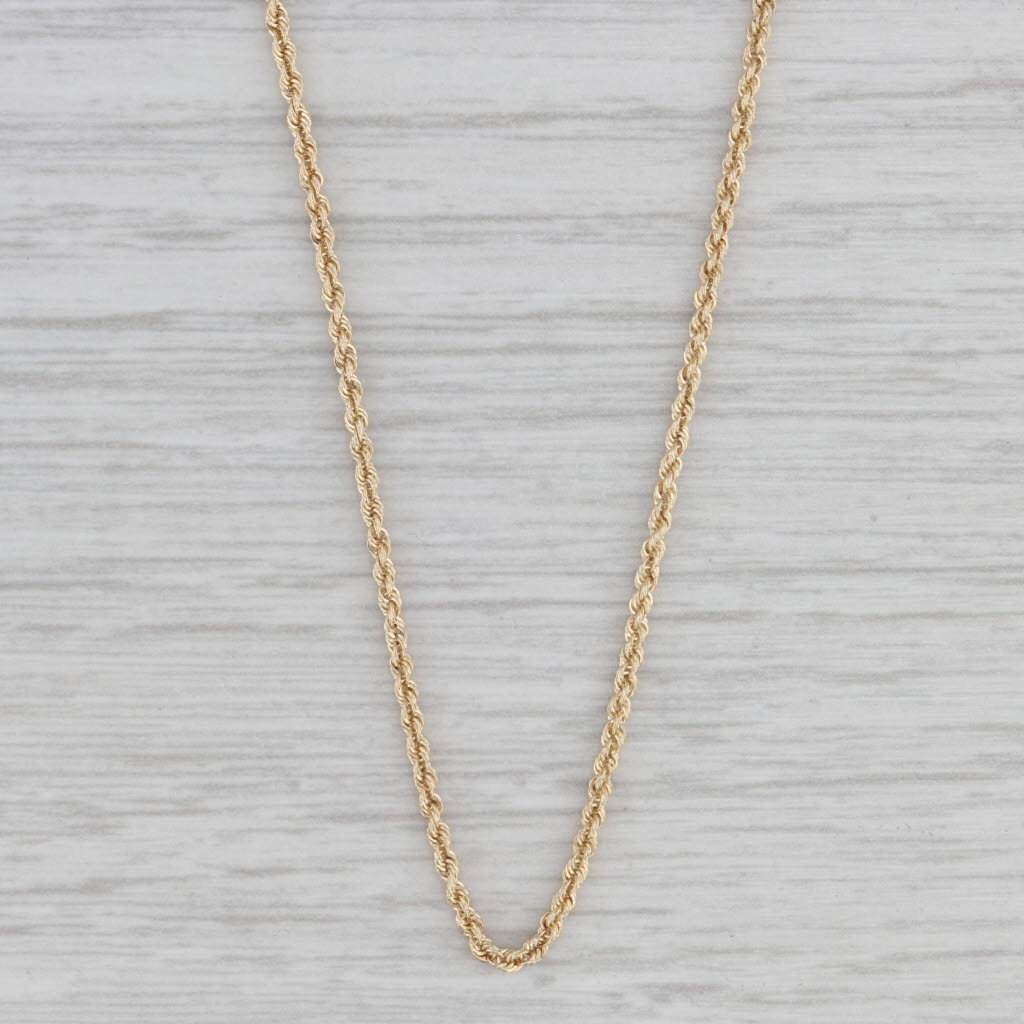 Gray 18" Rope Chain Necklace 14k Yellow Gold Lobster Clasp