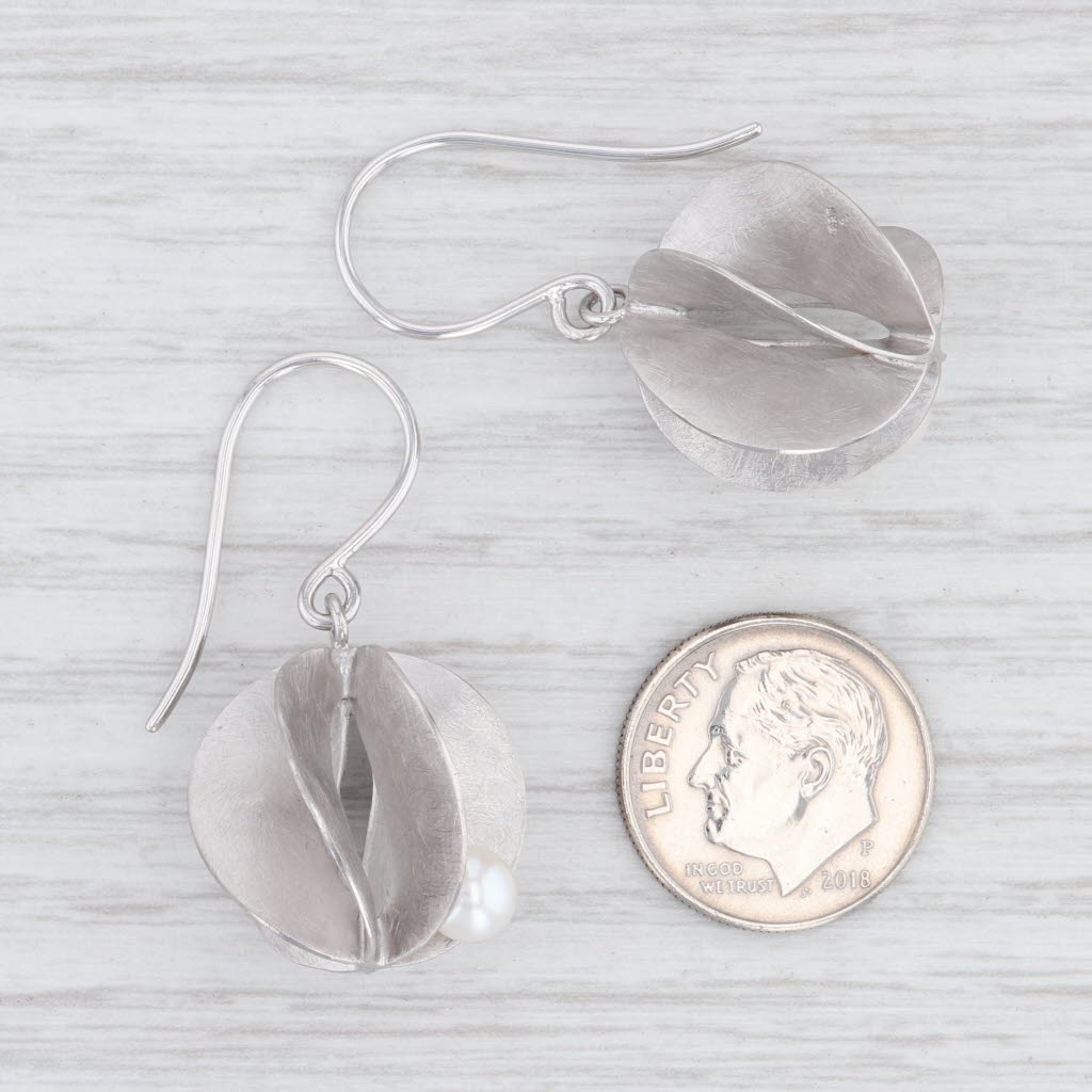 New Bastian Inverun Pearl Drop Earrings Sterling Silver Hook Pierced