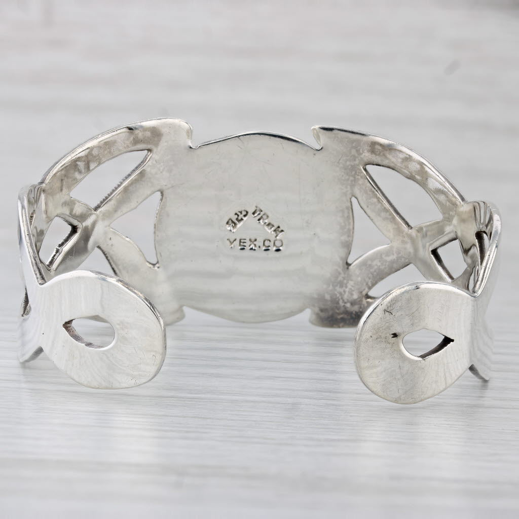 Gray Imitation Opal Cuff Bracelet Sterling Silver 7.25" Statement