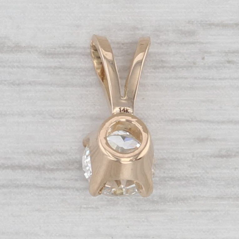 Small 0.42ct Diamond Solitaire Pendant 14k Yellow Gold Old European Cut