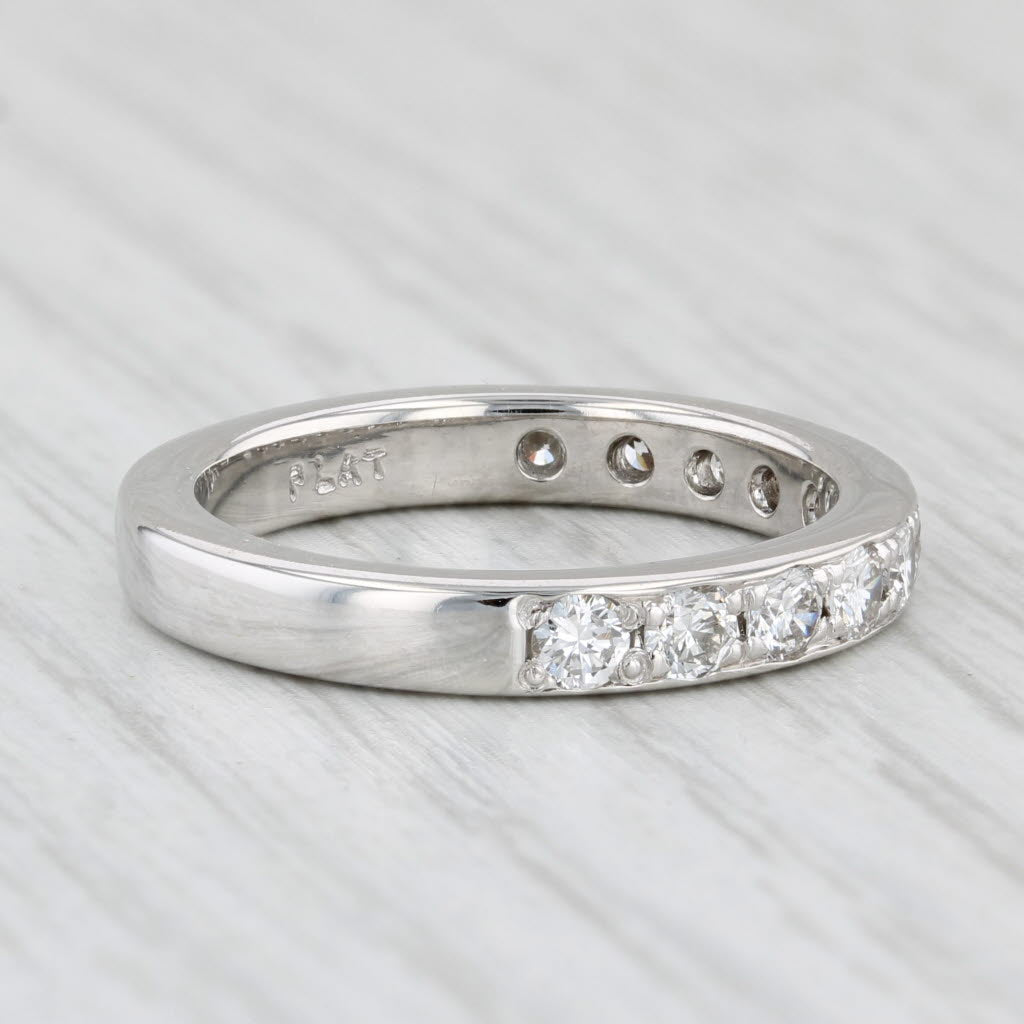 Light Gray 0.90ctw Diamond Wedding Band Platinum Size 7.25-7.5 Stackable Anniversary Ring