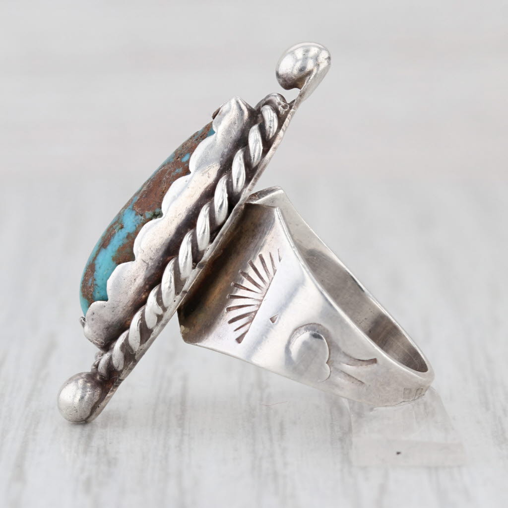 Vintage Native American Turquoise Ring Stamped Sterling Silver Size 6