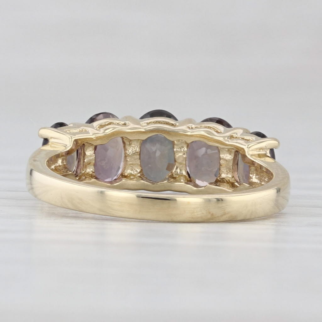 Light Gray 2.29ctw Pink Sapphire Ring 10k Yellow Gold Oval 5-Stone Size 5