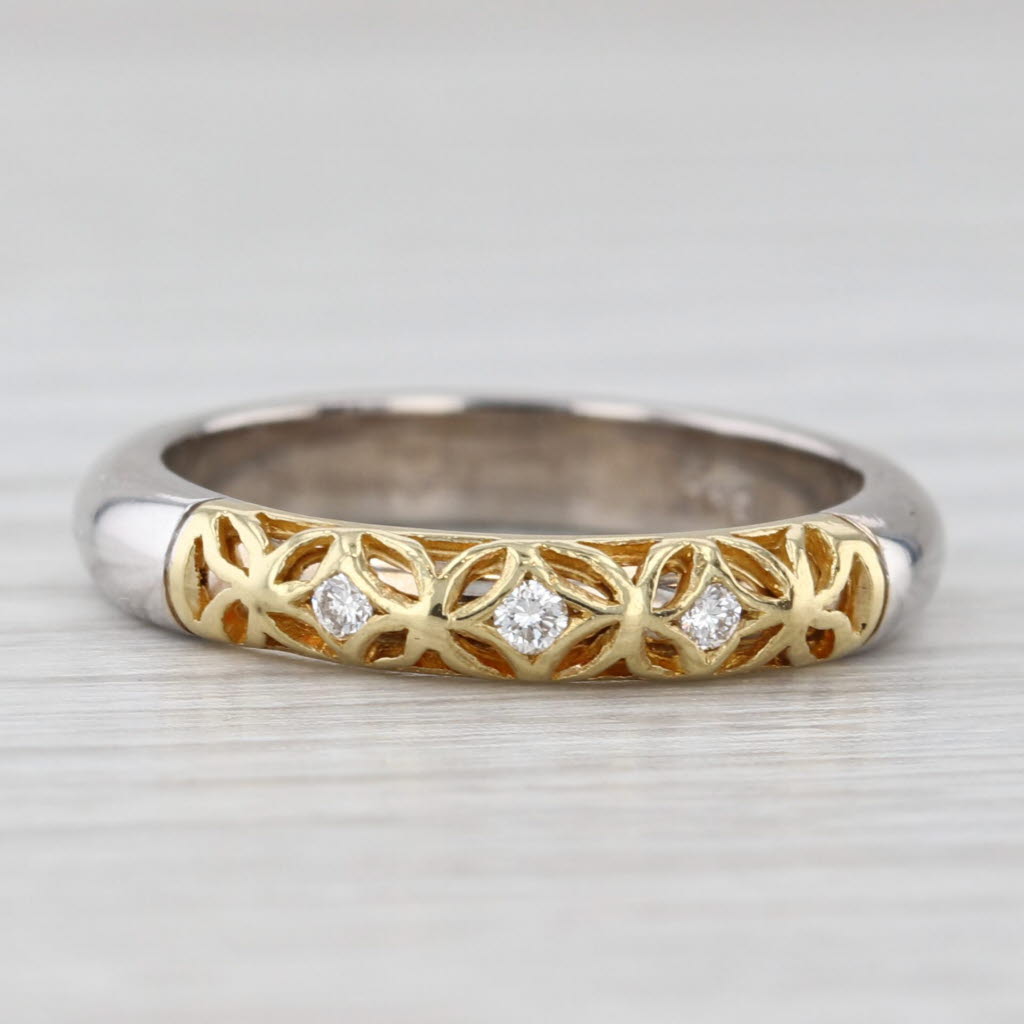 Light Gray Alishan Diamond Ring 18k Yellow White Gold Size 6.25 Stackable Band Wedding