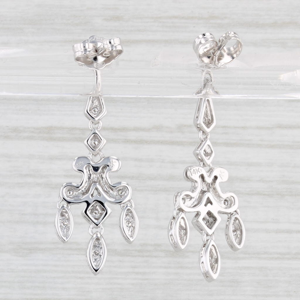Light Gray Diamond Dangle Earrings 14k White Gold Chandelier