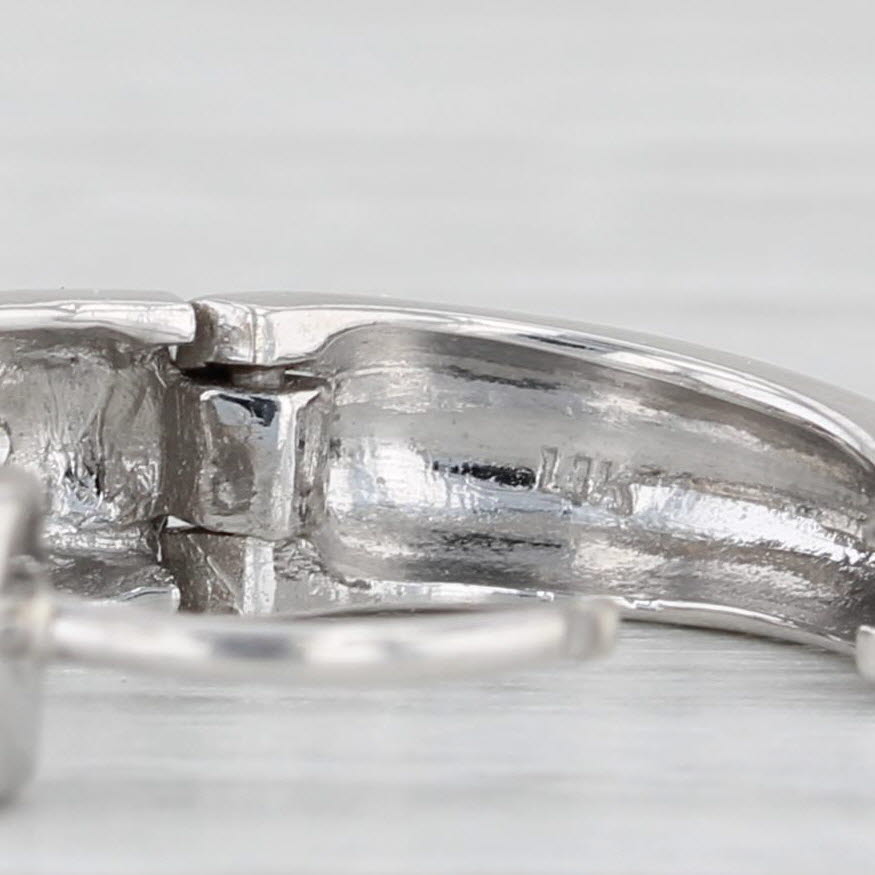 Light Gray 0.55ctw Diamond Hoop Huggie Earrings 14k White Gold Hinged Snap Top