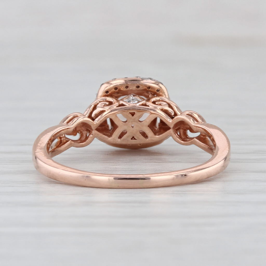 1.10ctw Morganite Diamond Halo Engagement Ring 10k Rose Gold Size 8.5
