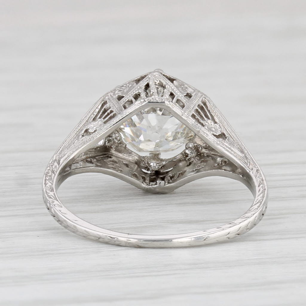 Light Gray Art Deco 1.31ct Diamond Solitaire Engagement Ring Platinum Size 4