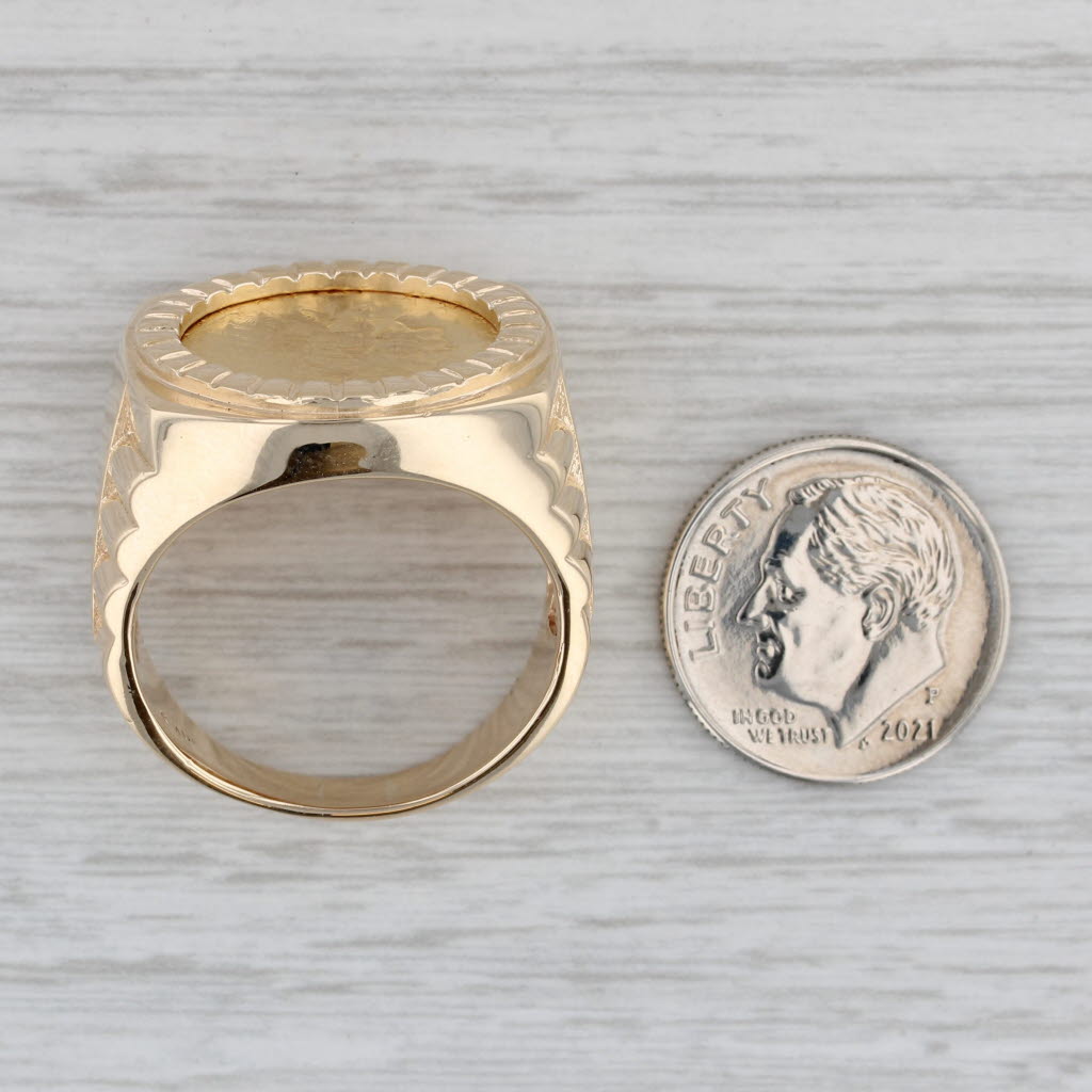 Gray Authentic 1913 Indian Head $2.5 Gold Coin Ring 10k 900 Yellow Gold Size 11.25