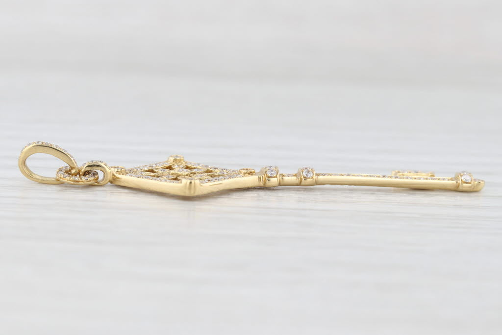 Light Gray New 0.52ctw Diamond Skeleton Key Pendant 18k Yellow Gold Statement