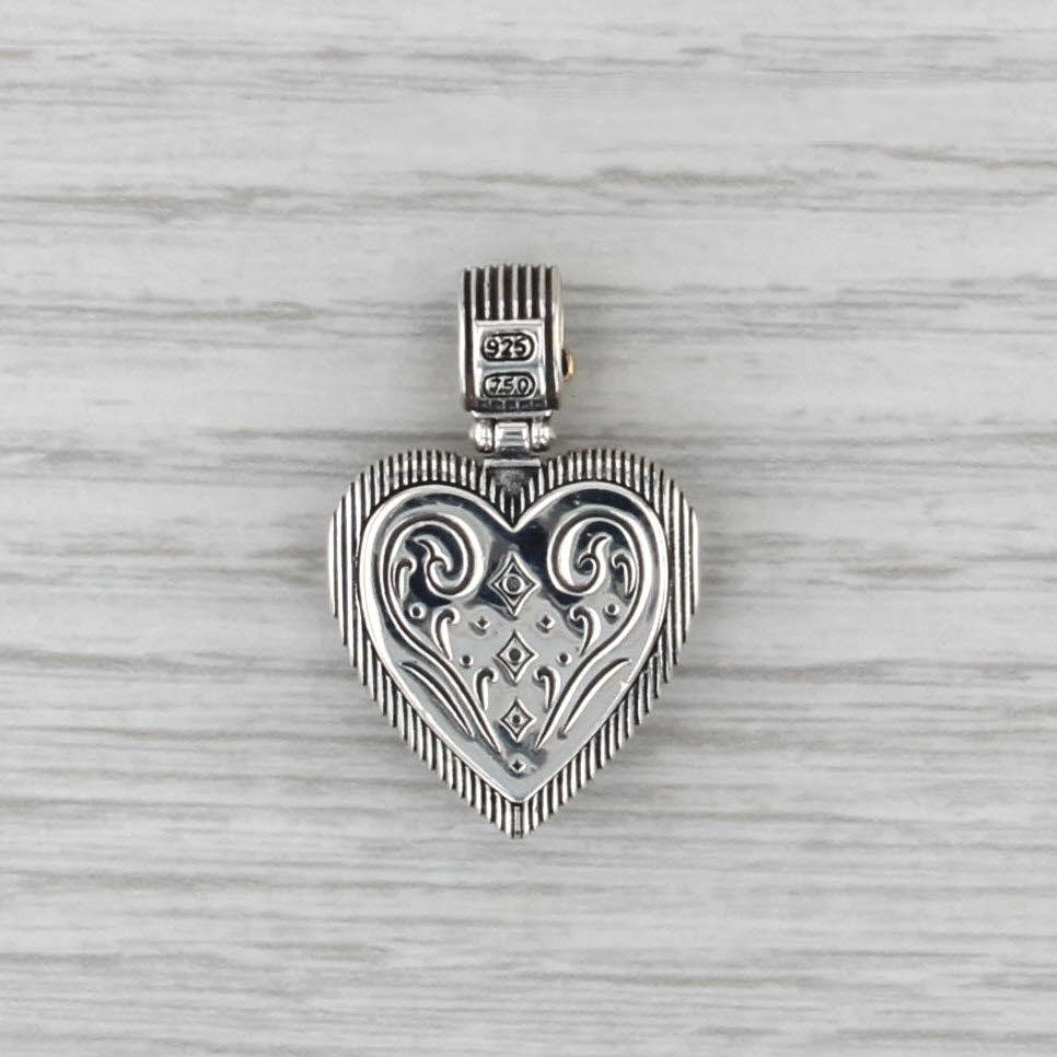 Konstantino Delos Heart Pendant 0.56ctw Diamond Garnet Sterling Silver 18k Gold