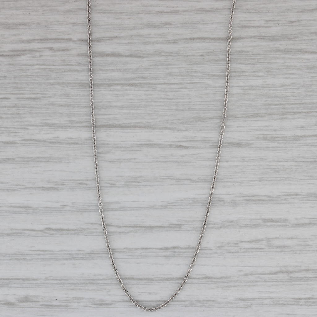 Gray Cable Chain Necklace 14k White Gold 18" 0.7mm