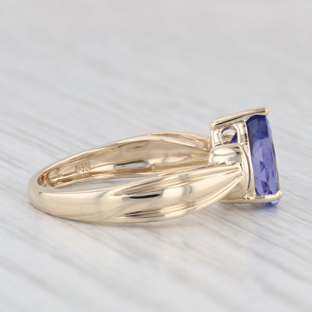 Light Gray 1.96ct Teardrop Tanzanite Ring 14k Yellow Gold Size 7 Pear Solitaire