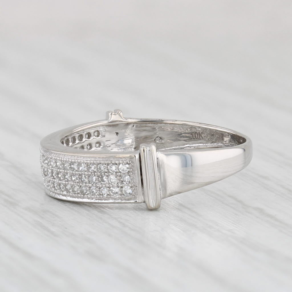Light Gray 0.15ctw Diamond Wedding Band 10k White Gold Stackable Anniversary Ring Size 6