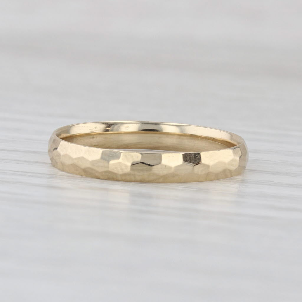 Hammered Band 14k Yellow Gold Ring Size 8 Stackable Wedding
