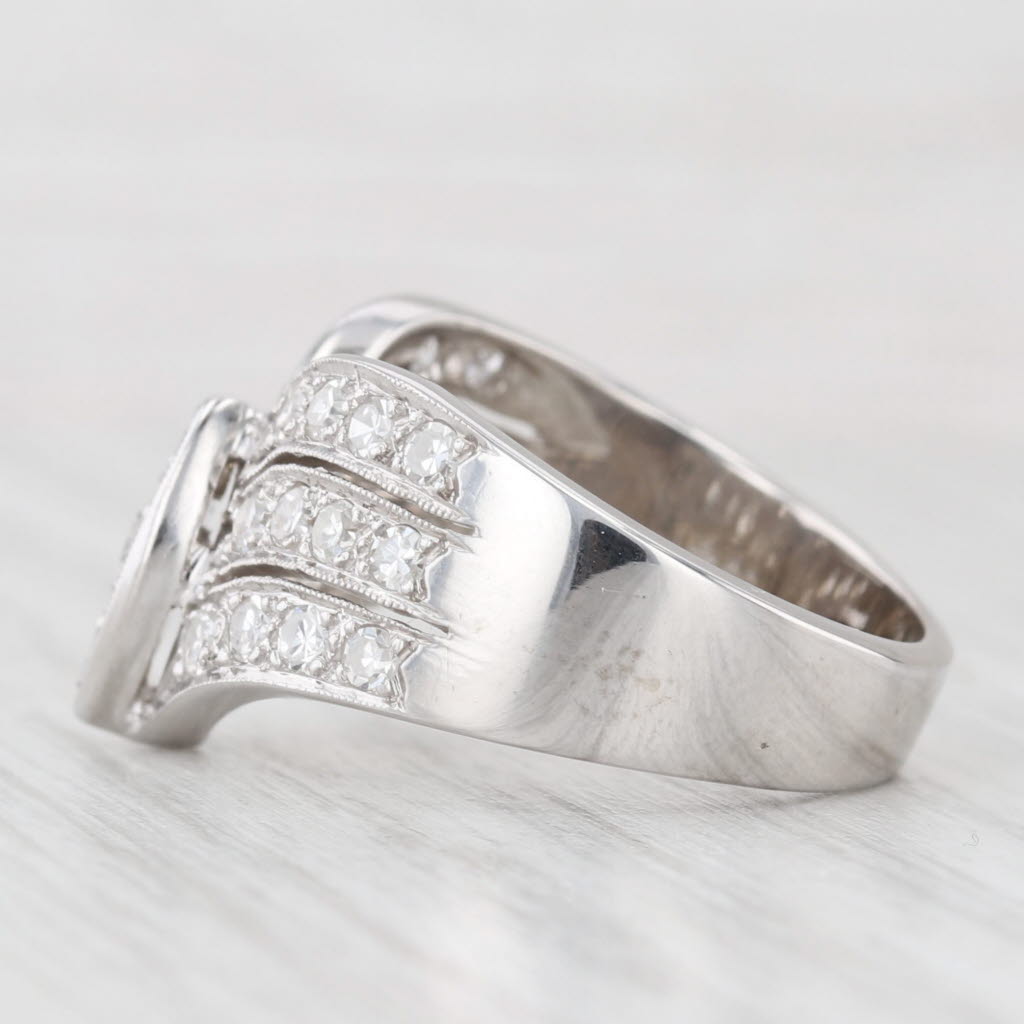 Light Gray 0.90ctw Diamond 3-Band Marquise Setting Ring 14k White Gold Size 8