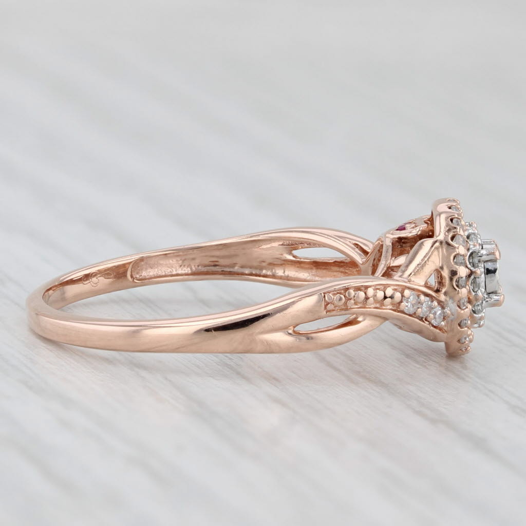 Light Gray 0.17ctw Diamond Halo Engagement Ring 10k Rose Gold Size 8.5