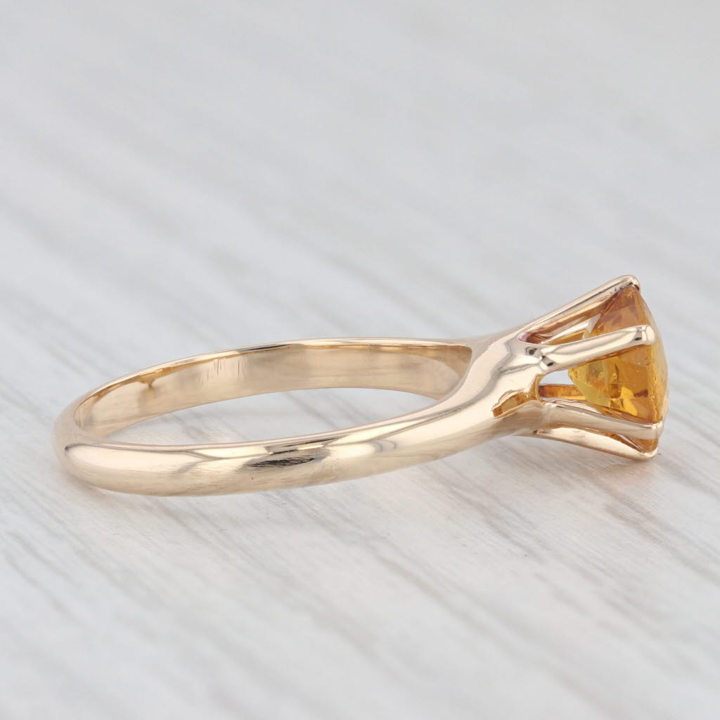 Light Gray Antique Orange Garnet Doublet Round Solitaire Ring 14k Yellow Gold Size 6.25
