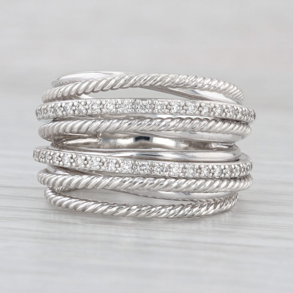 0.30ctw Diamond David Yurman Crossover Ring Sterling Silver Multi-Band Size 9.25