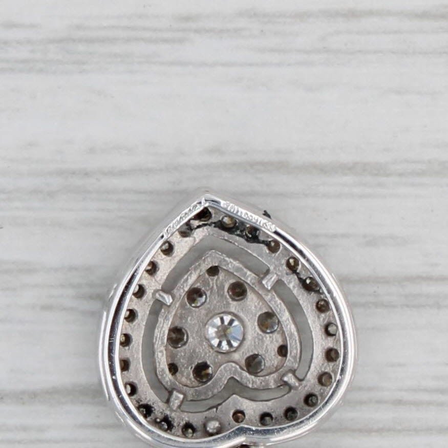 Gray 0.50ctw Diamond Heart Pendant 14k White Gold Openwork Drop