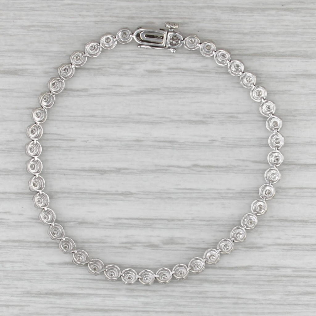 0.90ctw Diamond Tennis Bracelet 10k White Gold 7" 4mm