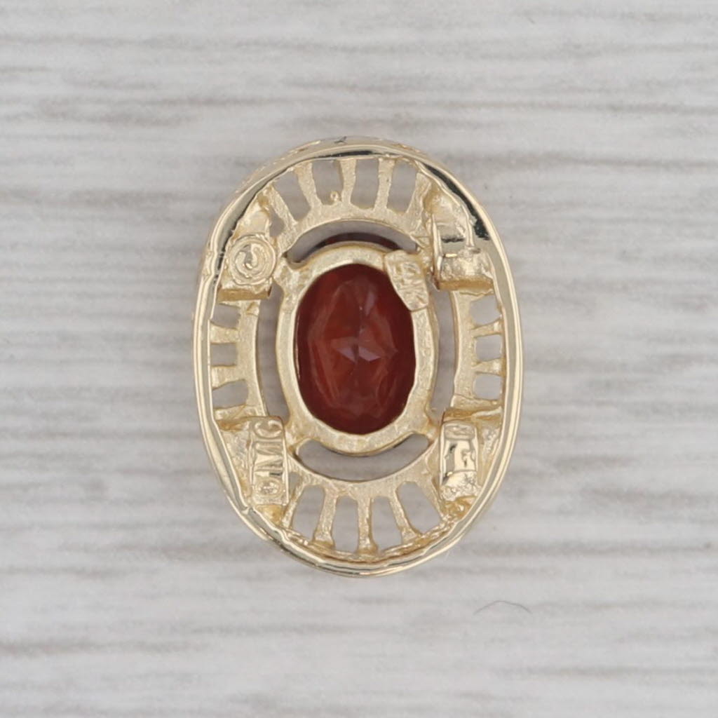 Gray Vintage 0.95ct Garnet Slide Bracelet Charm 14k Yellow Gold Oval Solitaire