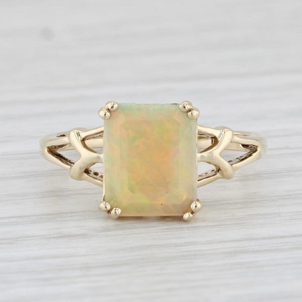 2.15ct Emerald Cut Opal Solitaire Ring 10k Yellow Gold Size 7