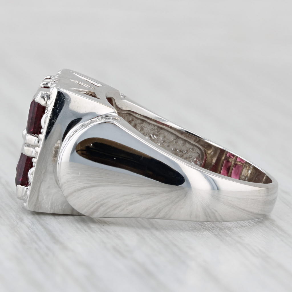 Light Gray Rhodolite Garnet White Topaz Sapphire Ring 14k White Gold Size 9 Cocktail