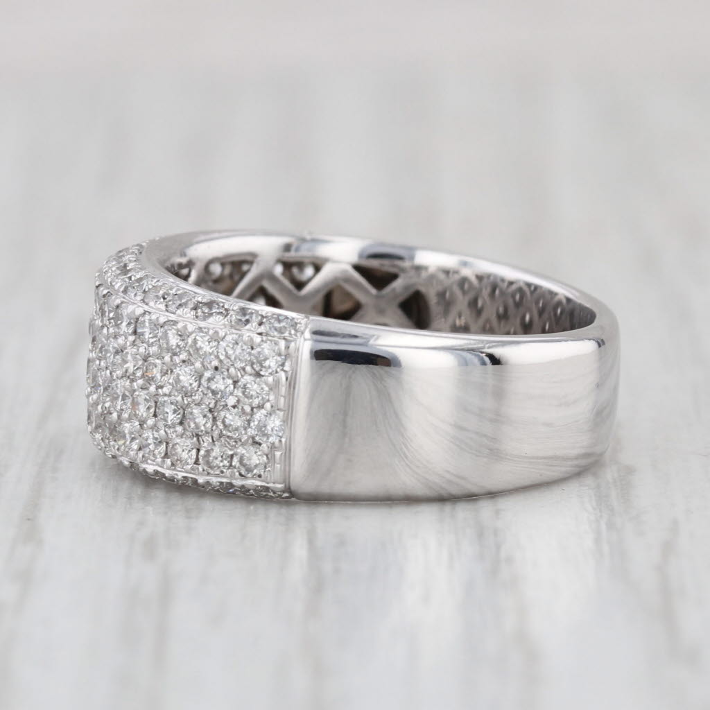 1.20ctw Pave Diamond Ring 14k White Gold Size 7.25 Wedding Anniversary Band