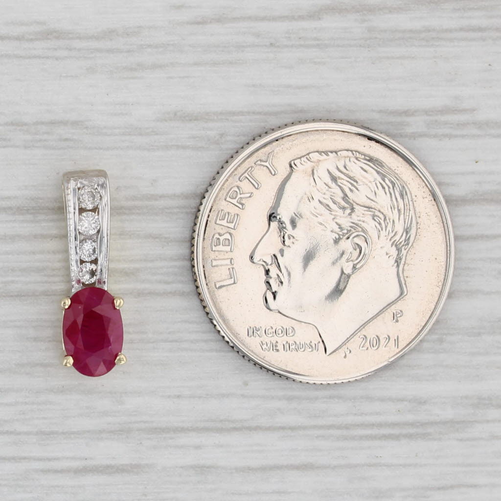 Light Gray 0.75ctw Ruby Diamond Pendant 10k Yellow Gold Small Drop