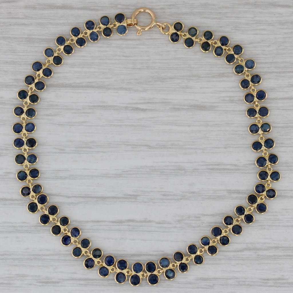 Gray 5ctw Blue Sapphire Tennis Bracelet 18k Yellow Gold 7.25" 5.5mm