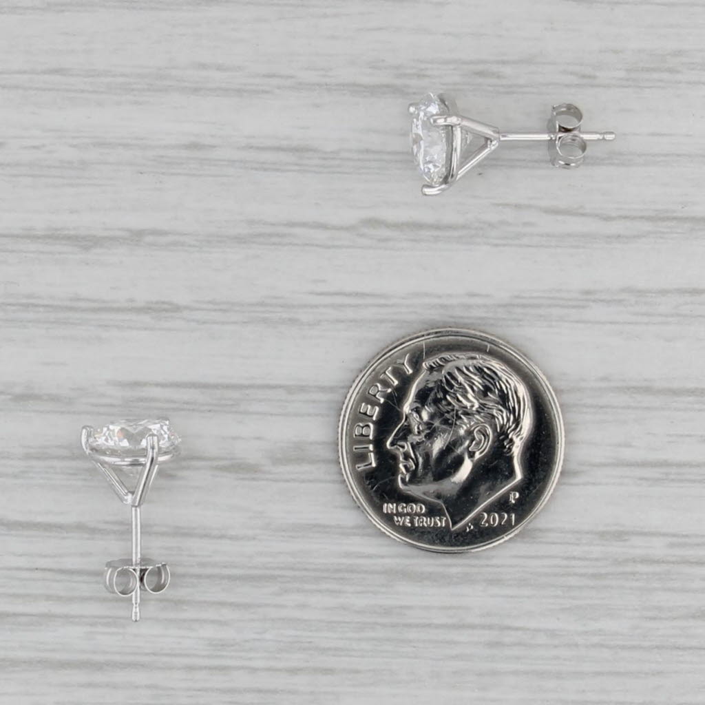 IGI 3.02ctw VS1 Lab Grown Diamond Stud Earrings 14k White Gold Solitaire Studs