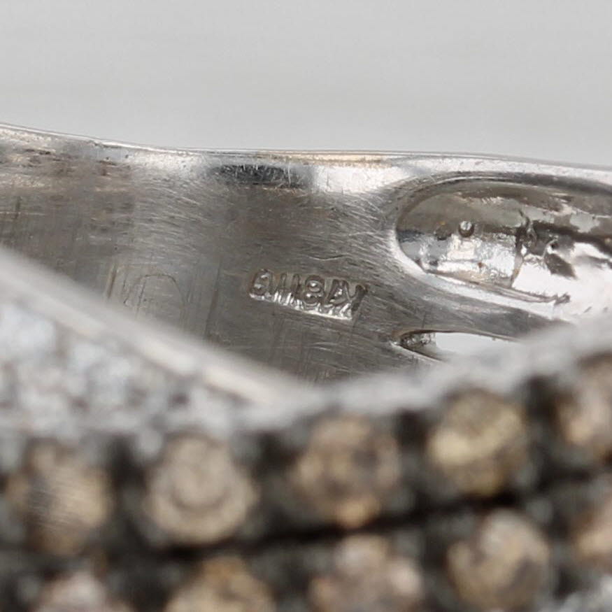 Dark Gray 1.37ctw Diamond Overlay Ring Argyle Champagne White Diamonds 18k Gold Size 6