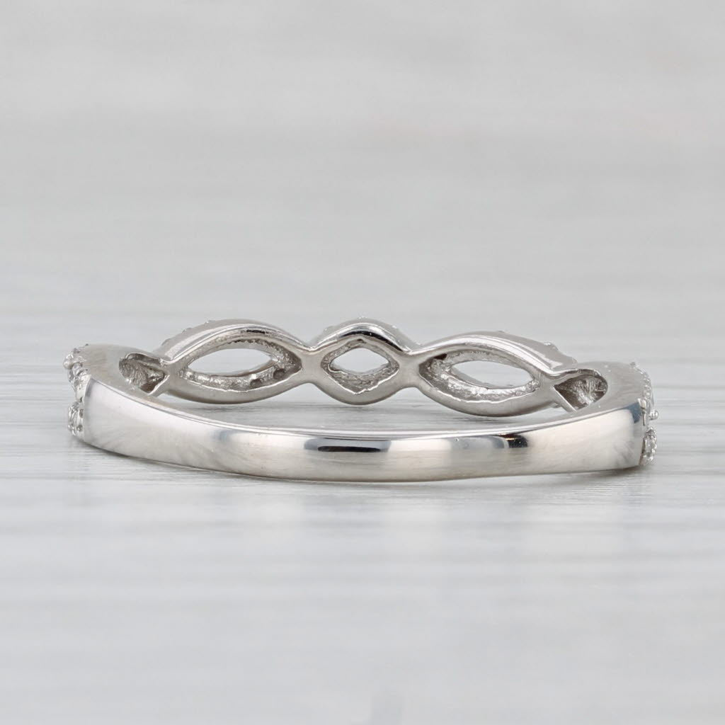 Light Gray 0.33ctw Woven Diamond Band 14k White Gold Stackable Wedding Ring Size 8.25