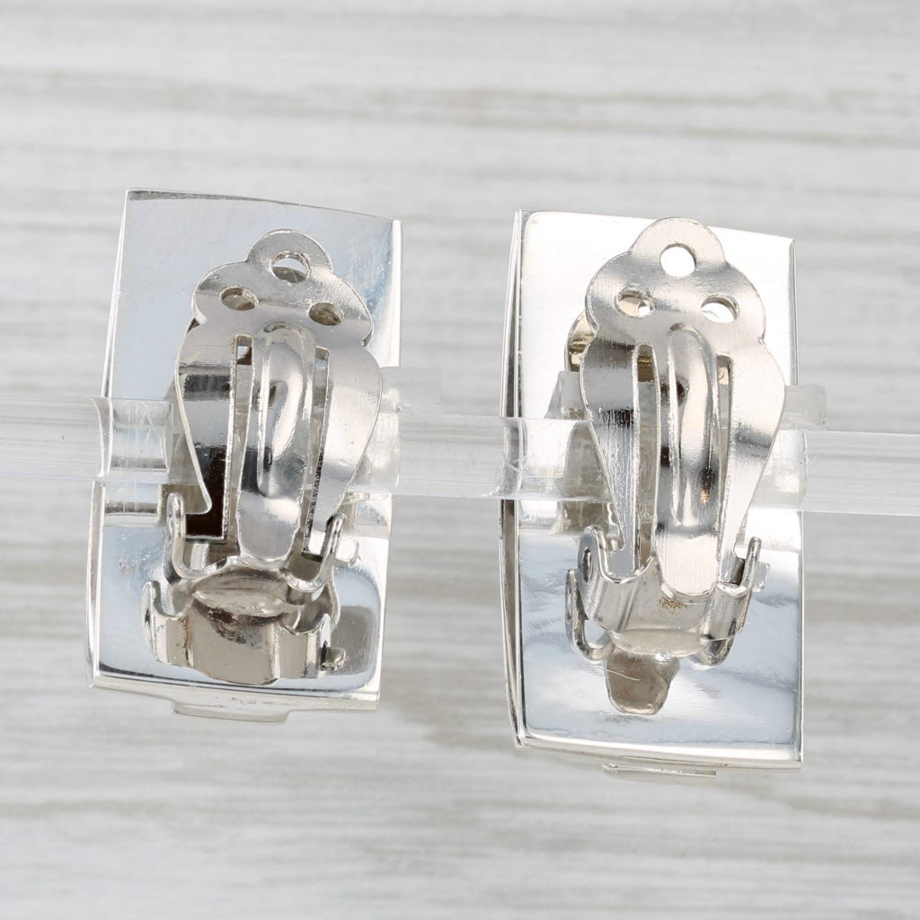 Light Gray Sterling Silver Vintage Clip On Earrings Mexico Statement Drops