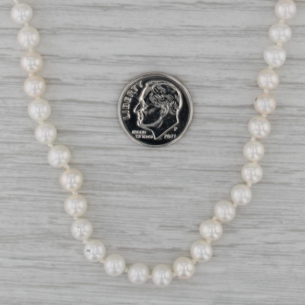 Cultured Pearl Bead Single Strand Necklace 14k Gold 18.5" 4.7-5.5mm