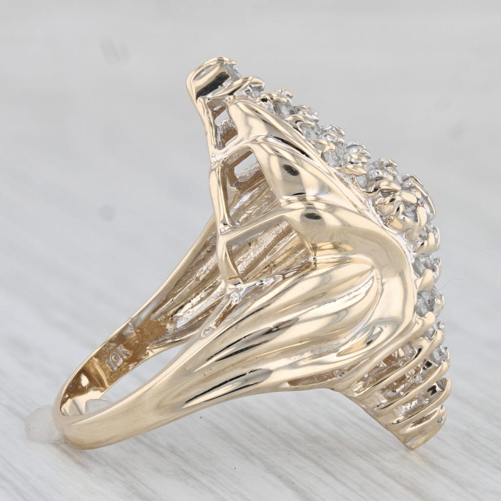 Light Gray 0.75ctw Diamond Cluster Ring 10k Yellow Gold Size 7 Cocktail