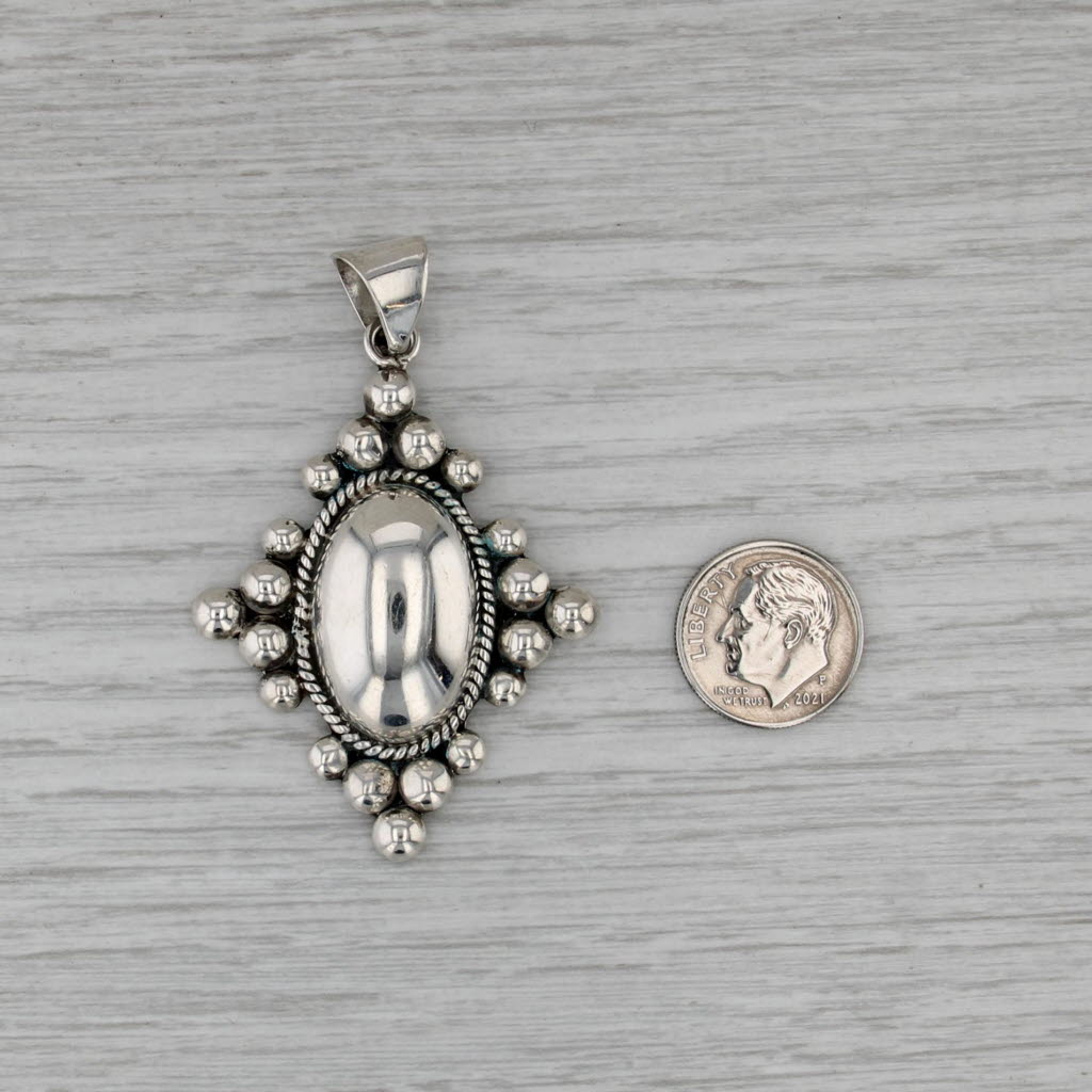 Vintage Large Bali Style Statement Pendant Sterling Silver