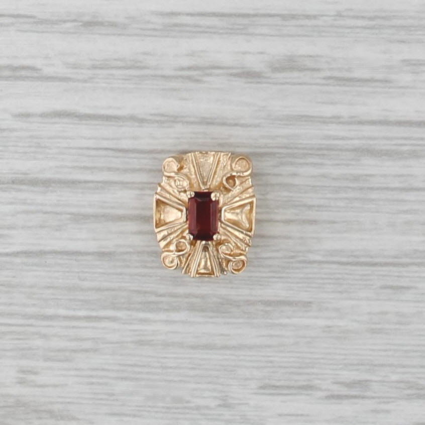 Richard Glatter 0.40ct Garnet Solitaire Slide Bracelet Charm 14k Gold Vintage