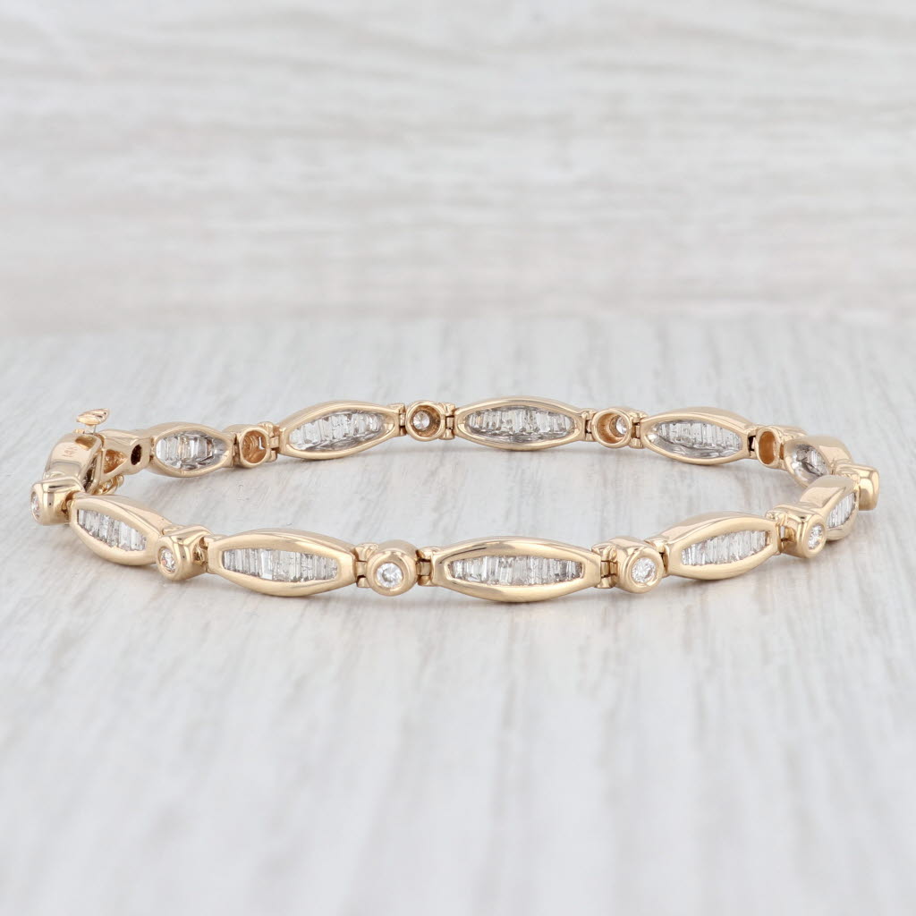 Light Gray 2ctw Diamond Tennis Bracelet 14k Yellow Gold 7" 4.7mm